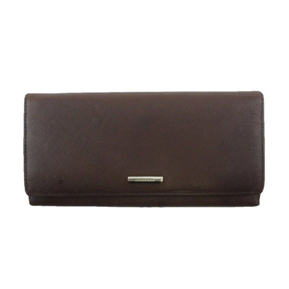 Burberry Long Wallet Logo Plate Leather Authentic USED - Picture 1 of 10
